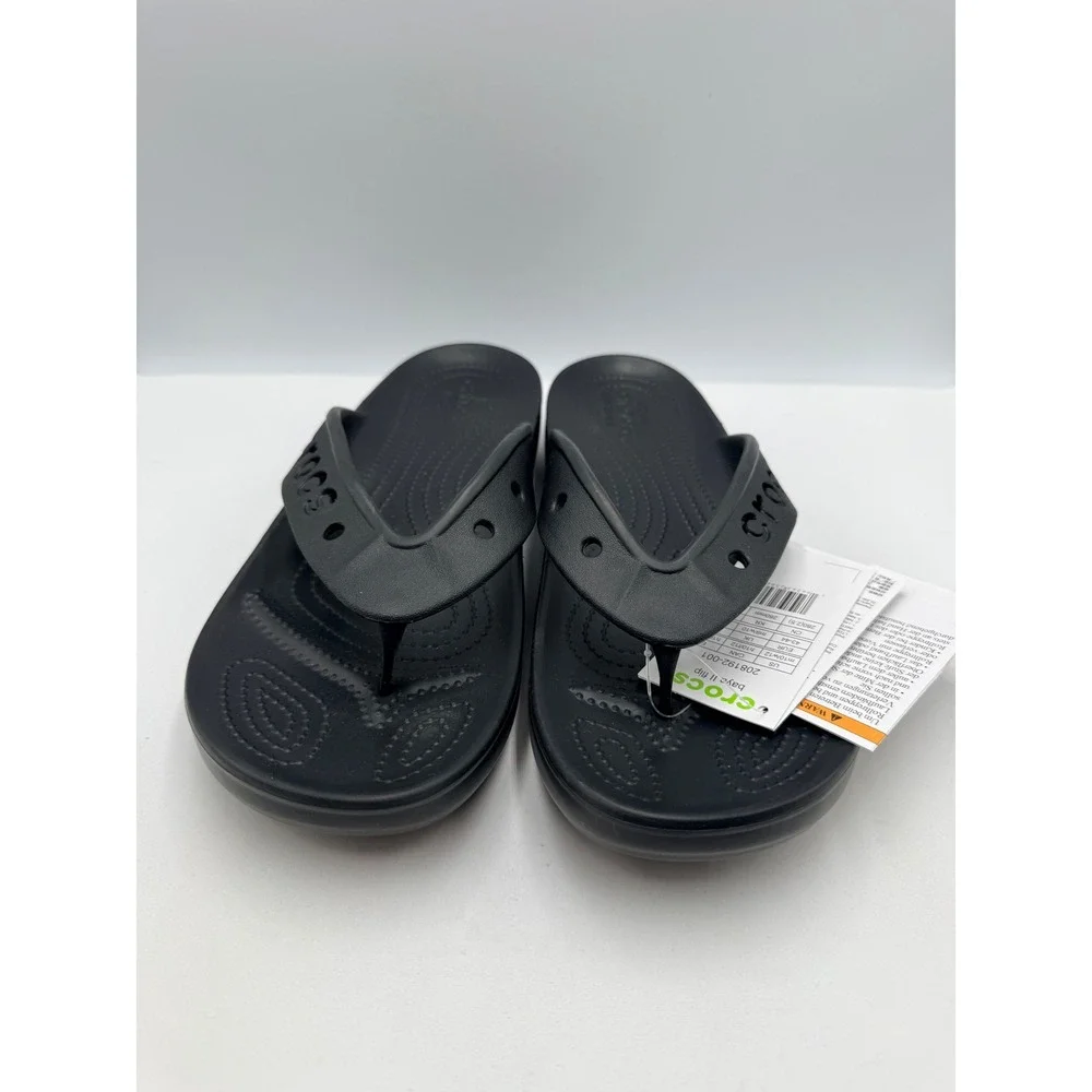Crocs Baya II Flip Sandals Unisex M10 W12 Black New Thong Slides 208192-001